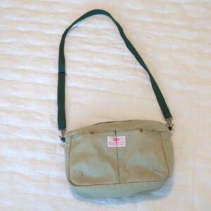 Bag’n’Noun Made in Japan Beige/Green Canvas Bag | Adjustable Strap | Fair Cond